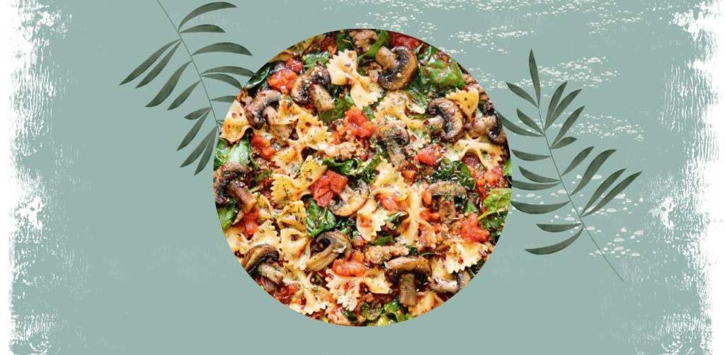 Italian Sausage Pasta with Spinach, Mushrooms, and Marinara Sauce Recipw
