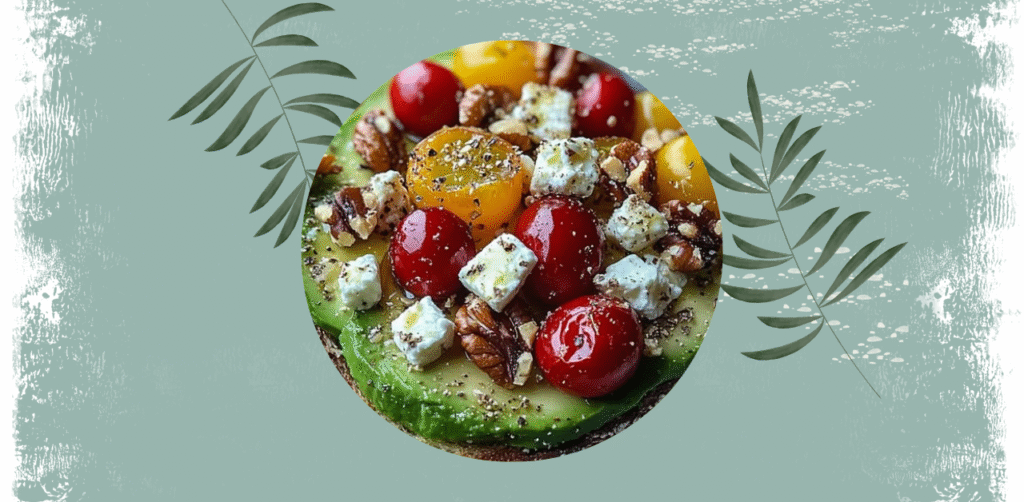 Avocado Toast with Feta, Cherry Tomatoes, Cranberries, and Walnuts Recipe