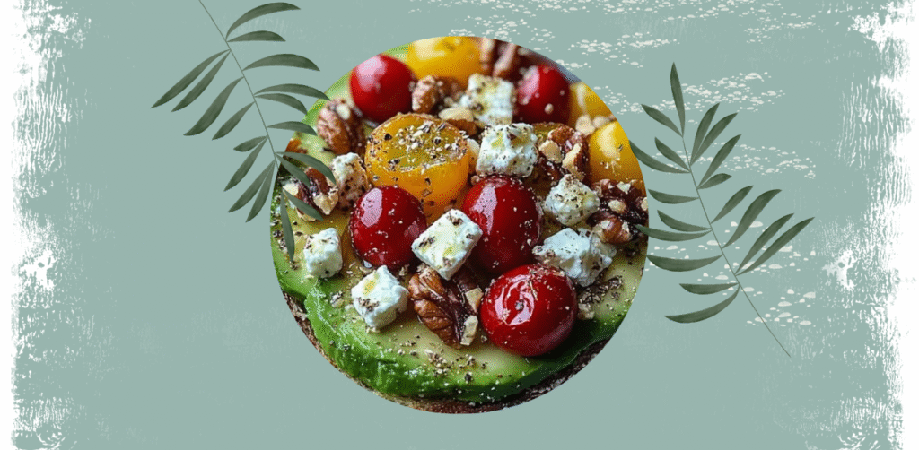Avocado Toast with Feta, Cherry Tomatoes, Cranberries, and Walnuts Recipe