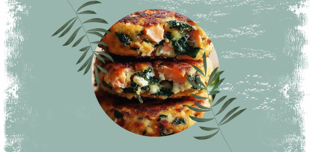 Golden Mediterranean Salmon Cakes with Spinach and Feta Recipe