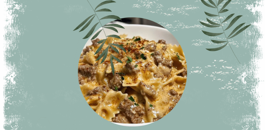 Creamy Parmesan Garlic Beef Bowtie Pasta Recipe