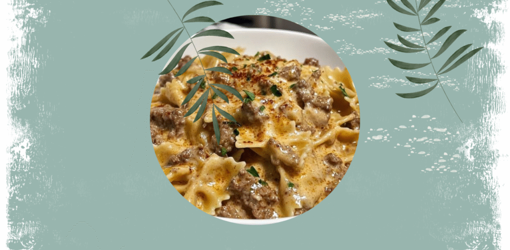 Creamy Parmesan Garlic Beef Bowtie Pasta Recipe