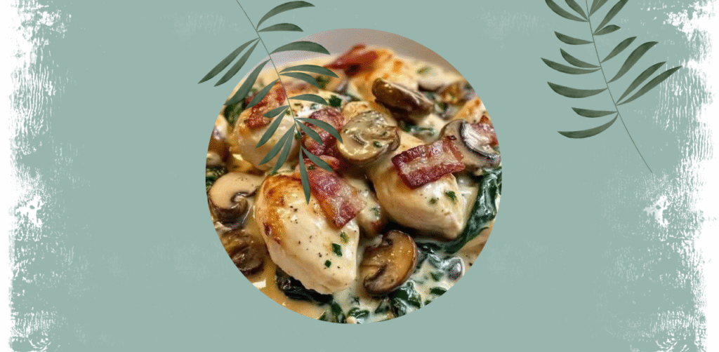 Sautéed Chicken with Creamy Spinach, Bacon, and Mushrooms Recipe