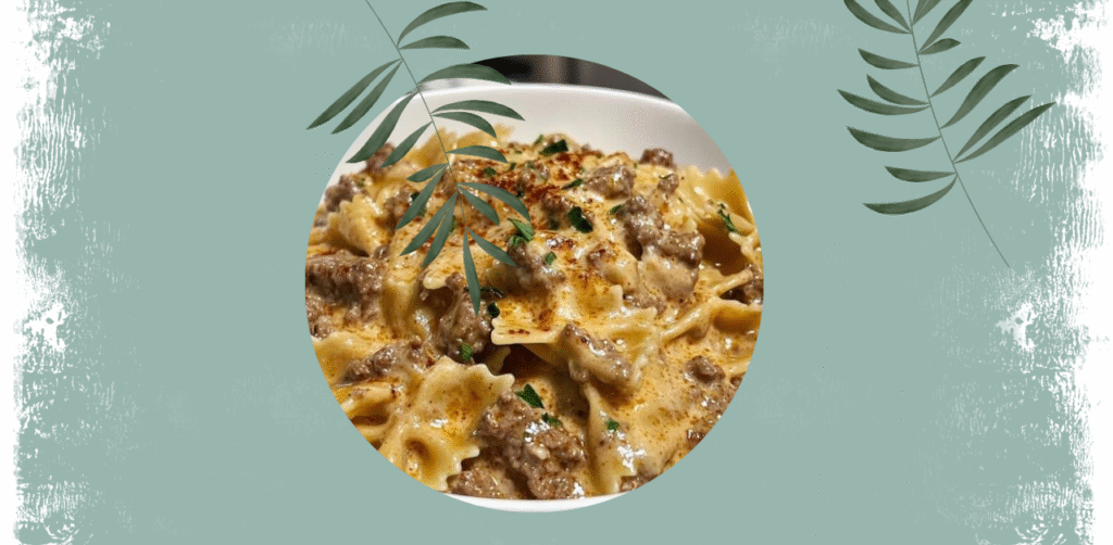 Creamy Parmesan Garlic Beef Bowtie Pasta Recipe
