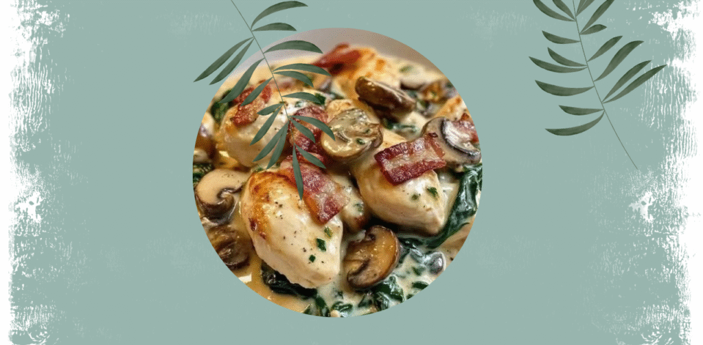 Sautéed Chicken with Creamy Spinach, Bacon, and Mushrooms Recipe