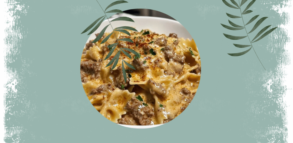 Creamy Parmesan Garlic Beef Bowtie Pasta Recipe