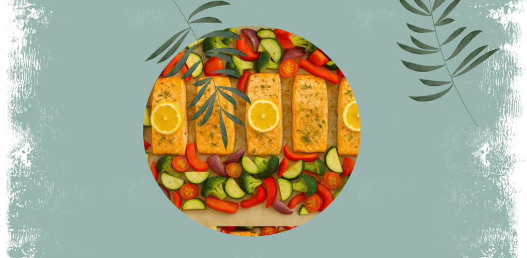 Baked Salmon with Roasted Vegetables Recipe