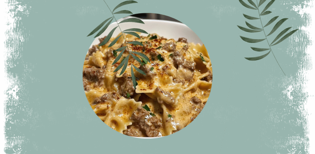 Creamy Parmesan Garlic Beef Bowtie Pasta Recipe