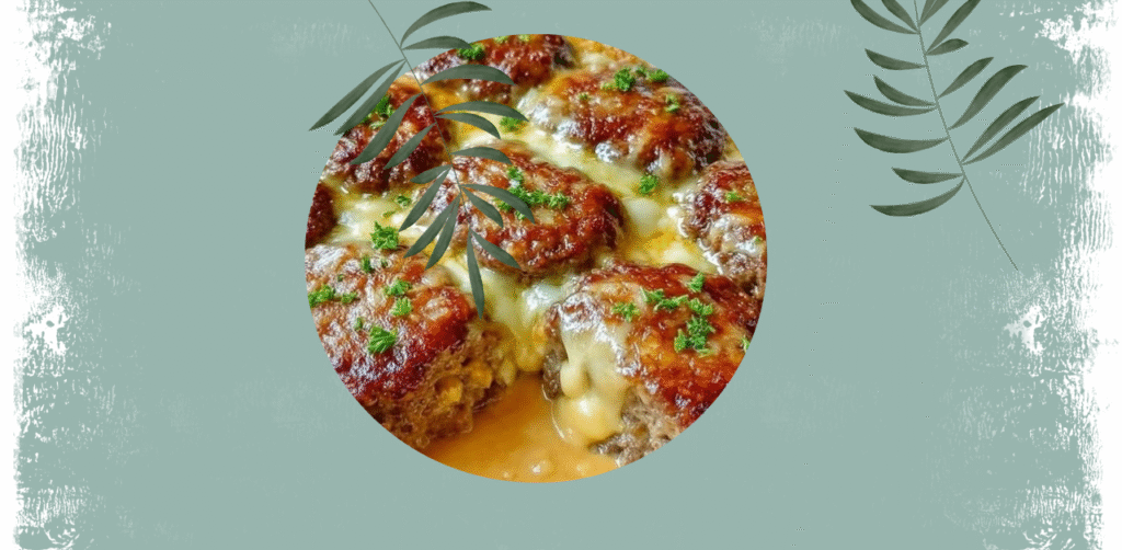Cheesy Baked Meat Patties in Creamy Herb Sauce
