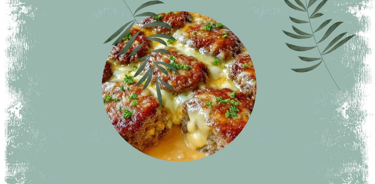 Cheesy Baked Meat Patties in Creamy Herb Sauce